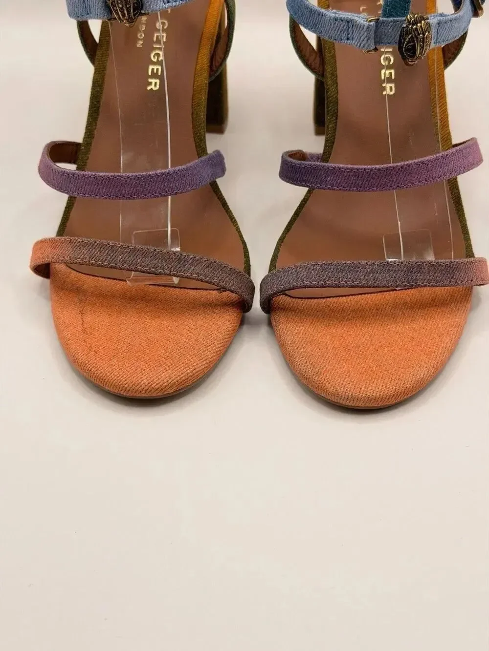 KURT GEIGER LONDON Women's Hampton Gladiator Colorful Strap Heel Sandals Sz 8